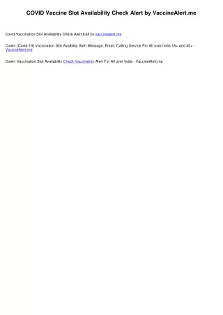 Cowin Vaccine Slot Availability Check Alert Message by VaccineAlert.me