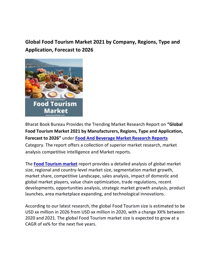 global food tourism market 2021 by company