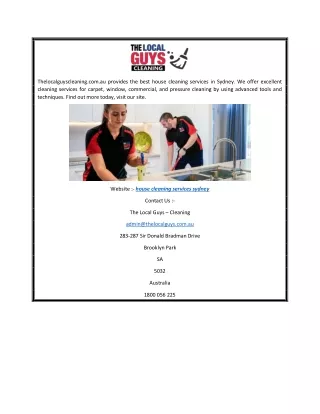 House Cleaning Services Sydney  Thelocalguyscleaning.com.au