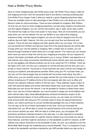 How a Shifter Proxy Works