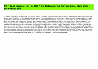 PDF Just Ignore Him: A BBC Two Between the Covers book club pick | Download file