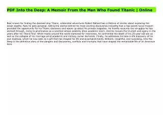 PDF Into the Deep: A Memoir From the Man Who Found Titanic | Online