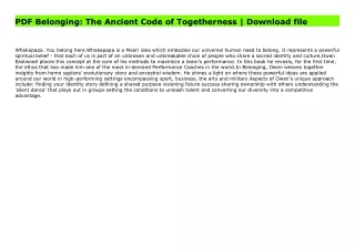 Read Belonging: The Ancient Code of Togetherness | Ebook