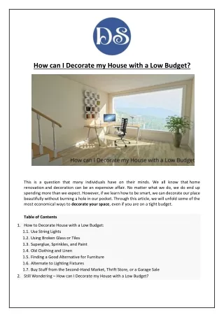 how can i decorate my house with a low budget