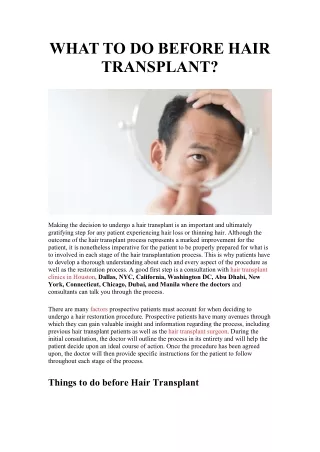 What To Do Before A Hair Transplant