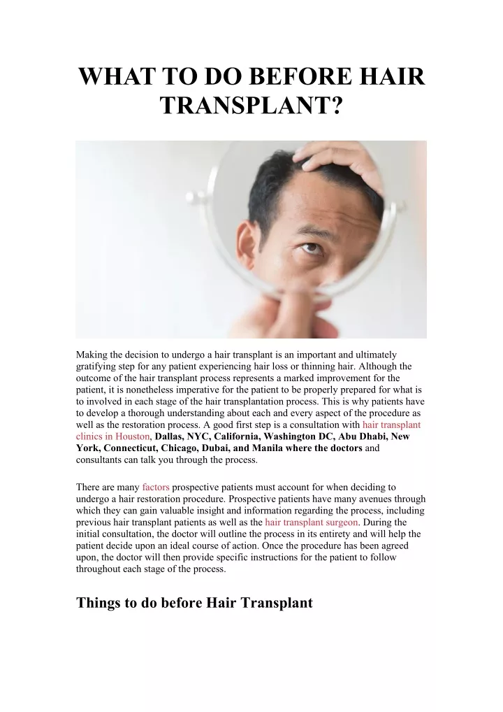 what to do before hair transplant