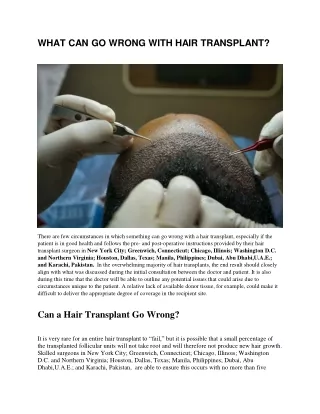 What Can Go Wrong With Hair Transplant?