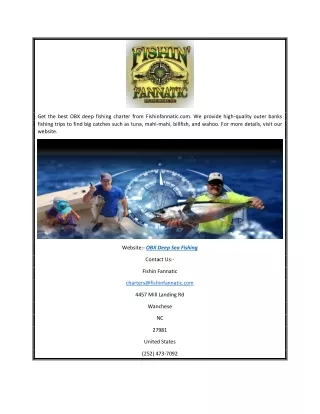 OBX Deep Sea Fishing | Fishinfannatic.com