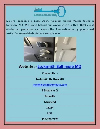 Locksmith Baltimore MD AAbhi