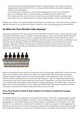 Utmost Overview To Pure Nicotine Salts.