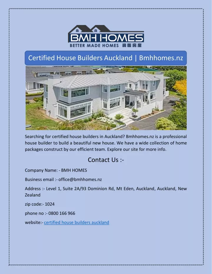 certified house builders auckland bmhhomes nz