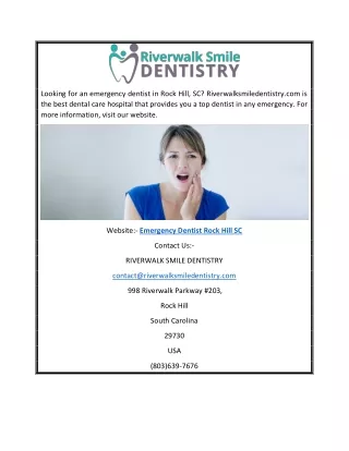 Emergency Dentist Rock Hill SC | Riverwalksmiledentistry.com
