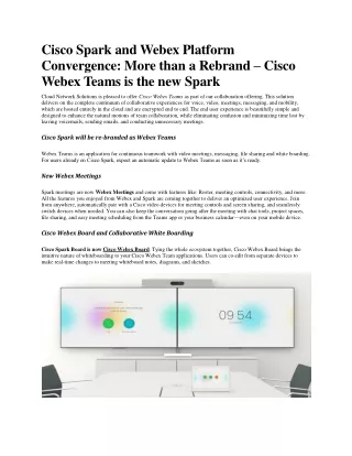 Cisco Spark and Webex Platform Convergence: More than a Rebrand – Cisco Webex Te