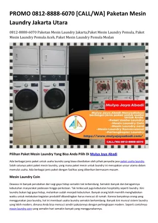 PROMO 0812-8888-6070 [CALL/WA] Paketan Mesin Laundry Jakarta Utara