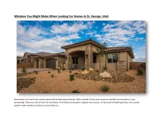 Mistakes You Might Make When Looking For Homes In St. George, Utah