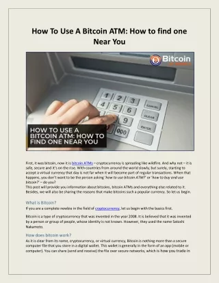 How To Use A Bitcoin ATM