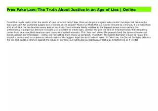 Free Fake Law: The Truth About Justice in an Age of Lies | Online