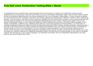 Free Kali Linux Penetration Testing Bible | Ebook