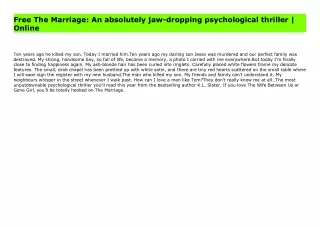 Free The Marriage: An absolutely jaw-dropping psychological thriller | Online
