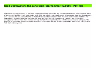 Read Deathwatch: The Long Vigil (Warhammer 40,000) | PDF File
