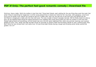 PDF If Only: The perfect feel-good romantic comedy | Download file
