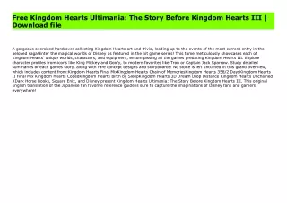 Free Kingdom Hearts Ultimania: The Story Before Kingdom Hearts III | Download file