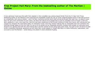 Free Project Hail Mary: From the bestselling author of The Martian | Online