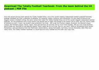 Download The Totally Football Yearbook: From the team behind the hit podcast | PDF File