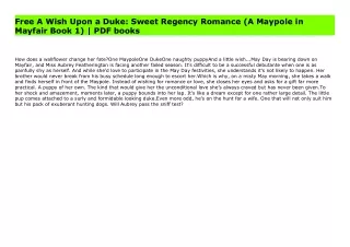 Free A Wish Upon a Duke: Sweet Regency Romance (A Maypole in Mayfair Book 1) | PDF books