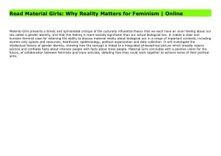 Read Material Girls: Why Reality Matters for Feminism | Online