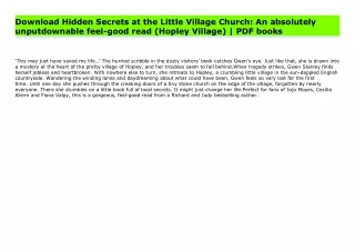 Download Hidden Secrets at the Little Village Church: An absolutely unputdownable feel-good read (Hopley Village) | PDF