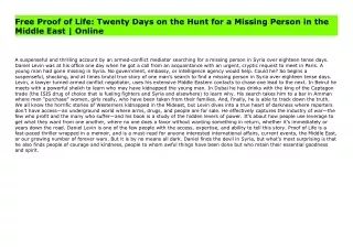 PDF Proof of Life: Twenty Days on the Hunt for a Missing Person in the Middle East | PDF File