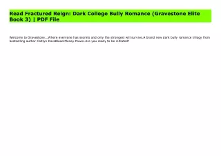 Read Fractured Reign: Dark College Bully Romance (Gravestone Elite Book 3) | PDF File