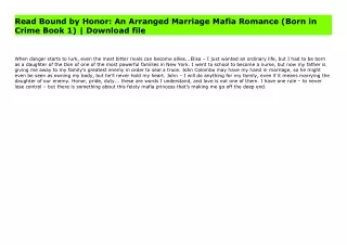 Read Bound by Honor: An Arranged Marriage Mafia Romance (Born in Crime Book 1) | Download file