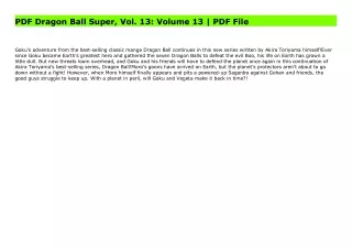 PDF Dragon Ball Super, Vol. 13: Volume 13 | PDF File