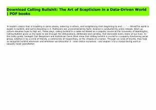 Download Calling Bullshit: The Art of Scepticism in a Data-Driven World | PDF books
