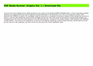PDF Blade Runner: Origins Vol. 1 | Download file