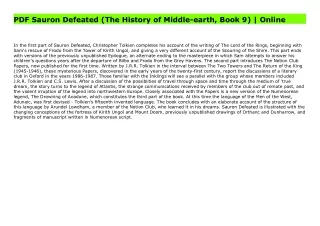 PDF Sauron Defeated (The History of Middle-earth, Book 9) | Online