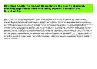 Download A Letter to the Last House Before the Sea: An absolutely stunning page-turner filled with family secrets (Heave