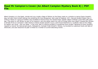 Read Mr Campion's Coven (An Albert Campion Mystery Book 8) | PDF File