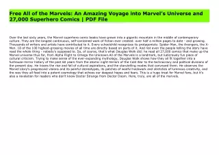 Free All of the Marvels: An Amazing Voyage into Marvel’s Universe and 27,000 Superhero Comics | PDF File