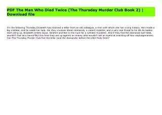 Free The Man Who Died Twice (The Thursday Murder Club Book 2) | PDF books