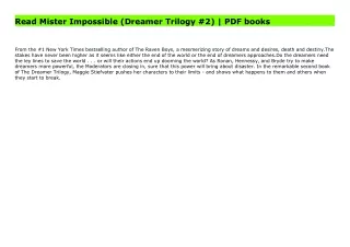 Read Mister Impossible (Dreamer Trilogy #2) | PDF books
