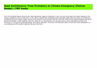 Read Architecture: From Prehistory to Climate Emergency (Pelican Books) | PDF books
