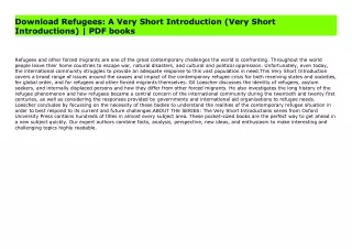 Download Refugees: A Very Short Introduction (Very Short Introductions) | PDF books