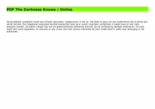 PDF The Darkness Knows | Online