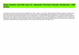Read Arsenic and Old Lies: Dr. Maxwell Thornton Murder Mysteries | PDF books