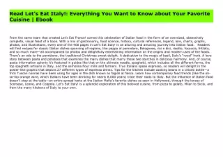 Read Let's Eat Italy!: Everything You Want to Know about Your Favorite Cuisine | Ebook