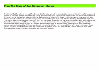 Free The Glory of God Revealed | Online