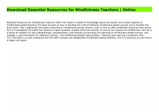 Download Essential Resources for Mindfulness Teachers | Online